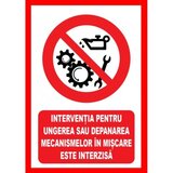 Placuta  interventia pentru ungerea sau depanarea mecanismelor in miscare este interzisa